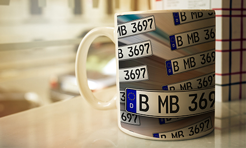 license plate mug