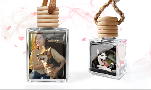 Personalised glas air freshener with photo of your dog - gift for dog owners