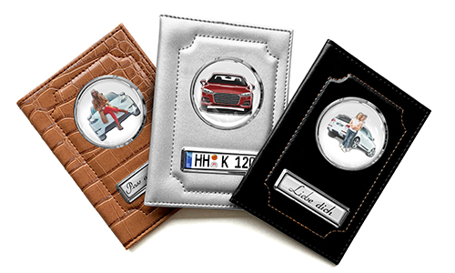 Standard car document holder with car/photo and license plate for your girlfriend