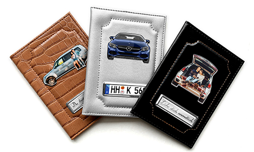 Personalized car documents holder with car/photo and license plate for couples