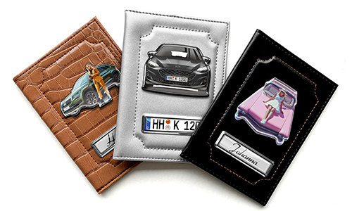 Personalized car documents holder with car/photo and license plate for yourself