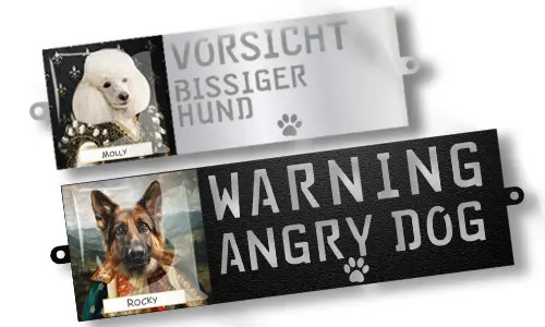 Panneau d'avertissement pour chien élégant Petline Royal - personnalisable avec votre propre design