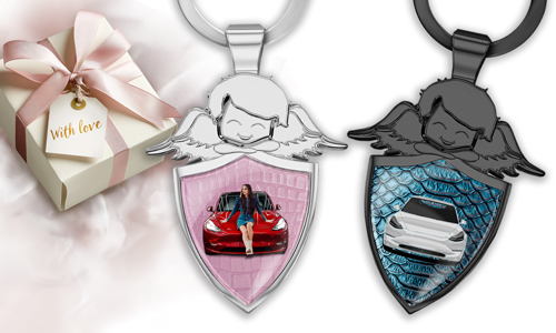 Guardian angel keychain with your girlfriend's vehicle