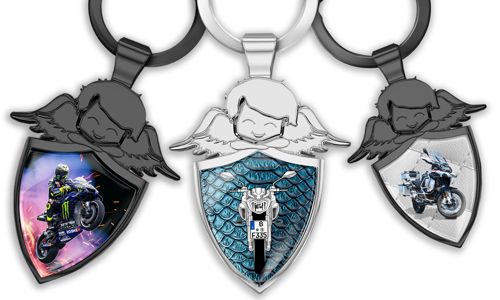 Personalised angel keychain shield - gift for motorcycles-lover