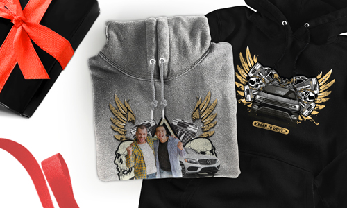 Custom hoodie with car motif for your best friends