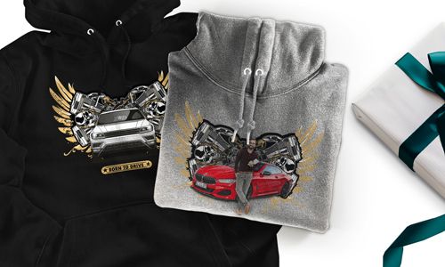 Hoodie mit Auto-Motiv für Papa