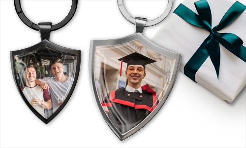 Keychain shield with your photo of son