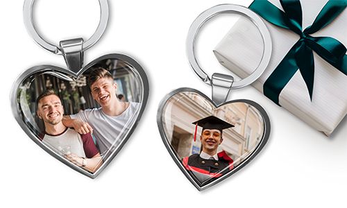 Heart keychain with your photo