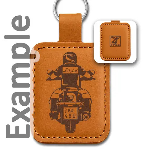 Keychain motorcycle leather engraved