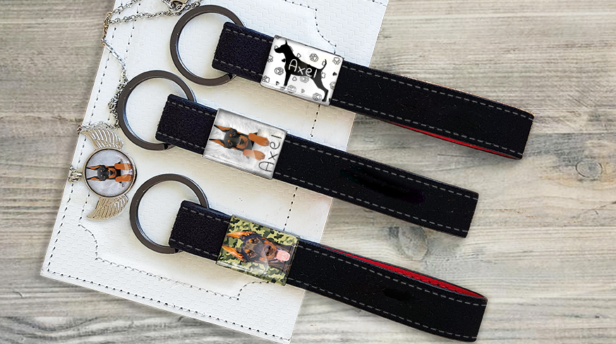 Keychain-Red-Black-Leather