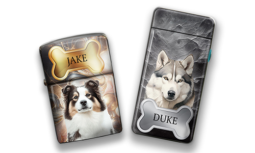 Personalised lighters for a dog owner: with photo and nickname