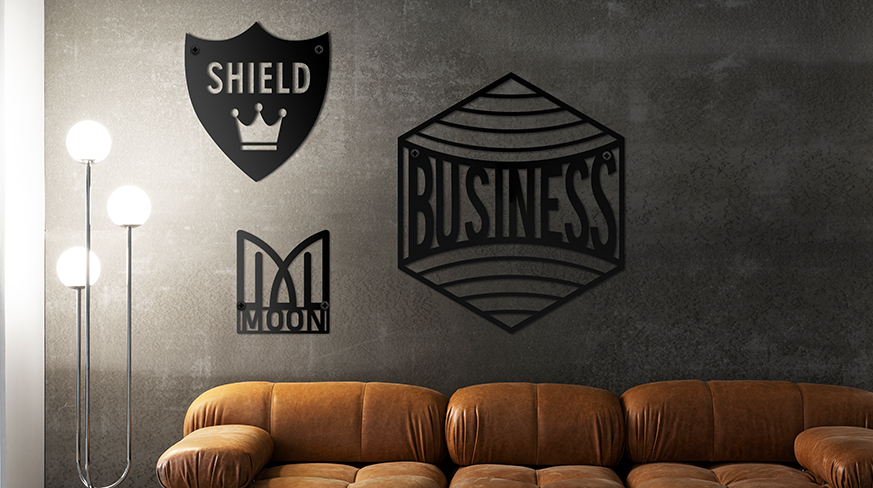 Metalen bedrijfslogo bord met LED-verlichting