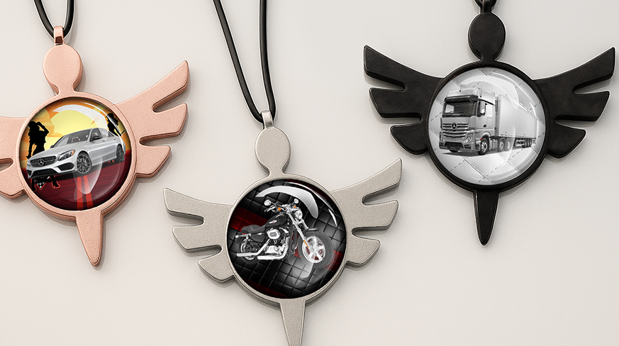 Spiegel-ketting-metaal-engel