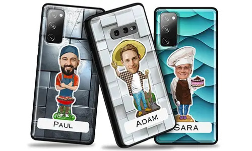 Coque de téléphone personnalisée avec votre passe-temps ou votre profession en bande dessinée