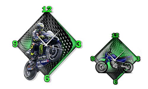 Modern wall clock with motocycle image