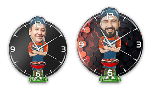 Personalized Wall Clock Comic Profession - Grillmaster