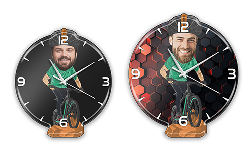 Personalized Wall Clock Comic Sport - Mountain Biker