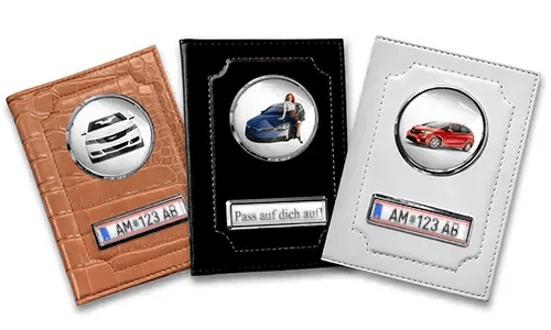 Standard car document holder with car/photo and license plate for your girlfriend