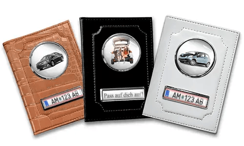 Porta documenti auto standard con auto/foto e targa per tua figlia