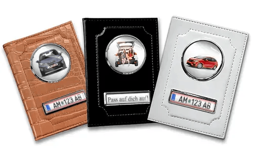 Porta documenti auto standard con auto/foto e targa per tua sorella