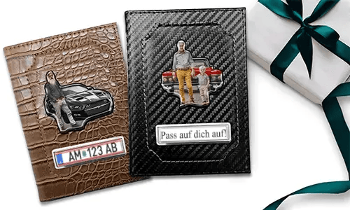 Car document holder with photo and license plate for your grandfather