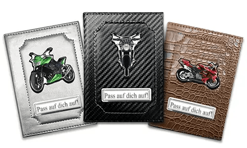 Car documents holder with motorcycle silhouette