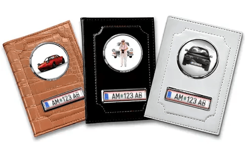 Porte-documents de voiture standard pour grand-mère avec voiture/photo et plaque d'immatriculation