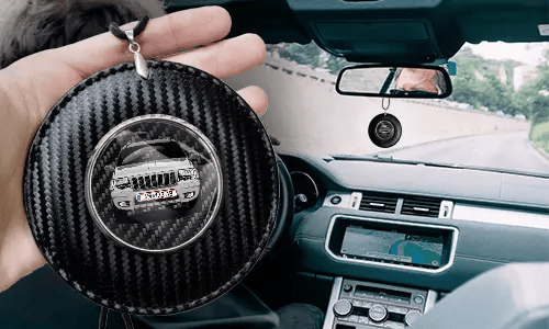 Car Mirror Chain Round - Carbon