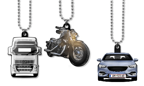 Porte-clés rétroviseur silhouette véhicule