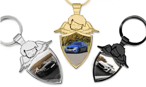 Porte-clés ange gardien avec votre photo de voiture