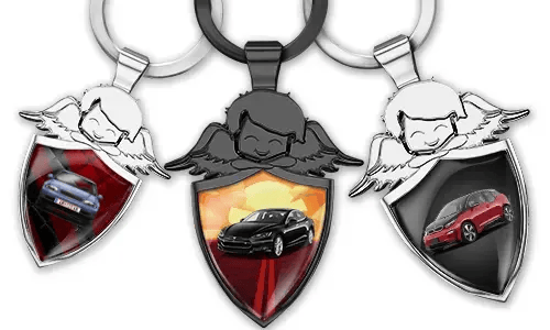 Gepersonaliseerde engel sleutelhanger - Cadeau voor een autoliefhebber