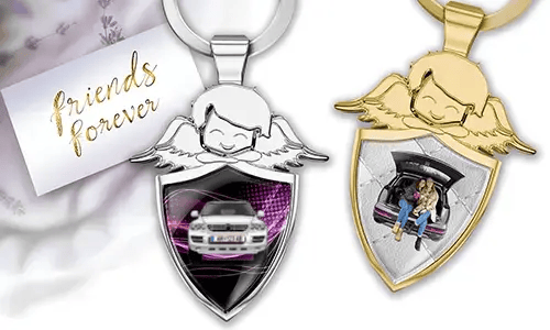 Guardian angel keychain with your best friend's vehicle