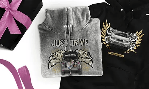 Personalised hoodie with car motif - gift for your daughter