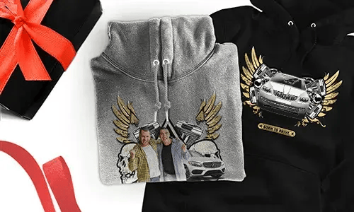 Sweat à capuche personnalisé avec motif de voiture pour tes meilleurs amis