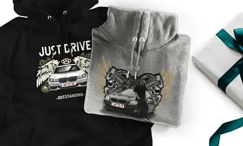 Hoodie med bilmotiv för pojkvän
