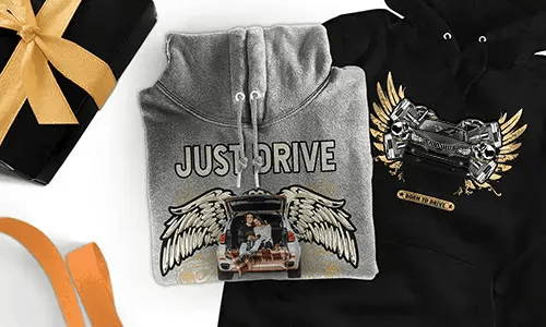 Sweat à capuche personnalisé avec motif de voiture pour votre femme
