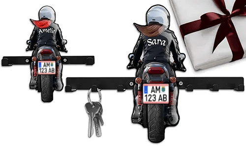 Unikalny wieszak na klucze na ścianę dla twojej wspaniałej córki motocyklistki