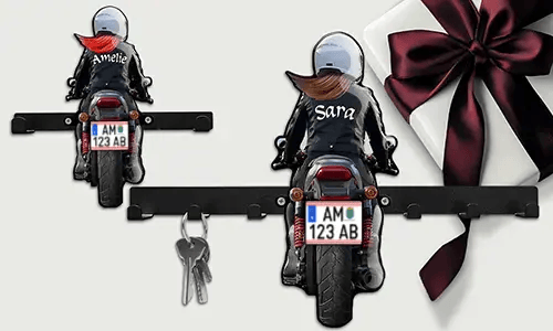 Gepersonaliseerde sleutelhanger voor aan de muur voor je beste vriend of vriendin met naam en kenteken
