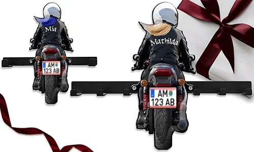 Porte-clés mural moto cool pour toi – avec ton prénom et ta plaque d'immatriculation !