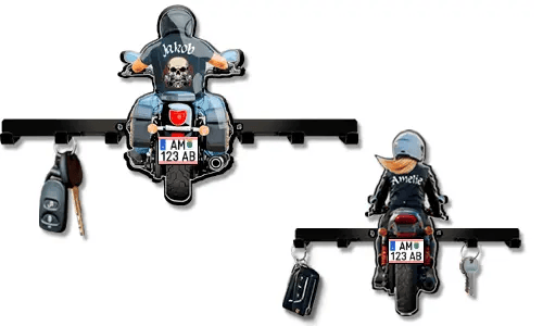 Wand-sleutelbord motorfiets naam