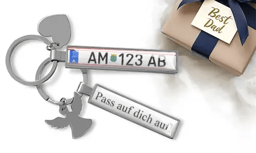 Porte-clés personnalisé en forme de plaque pour papa avec message gravé