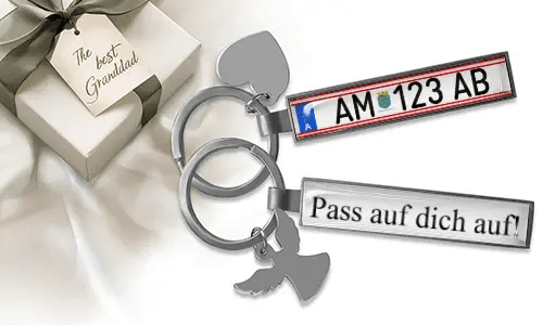 Personalized license plate keychain for grandpa
