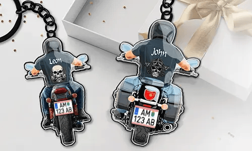 Porte-clés de motard avec le prénom de ton grand-père !