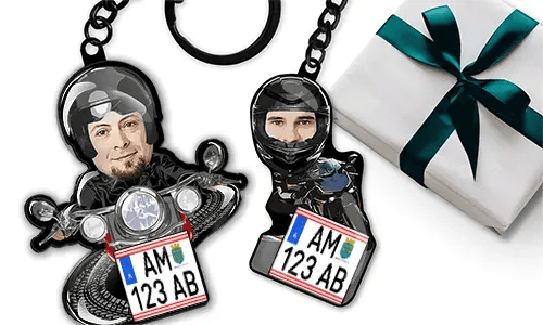 Motorcycle-keychain with grandpa face
