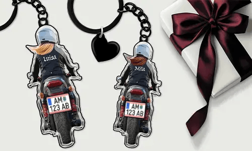 Porte-clés Moto avec Nom pour votre Grand-mère
