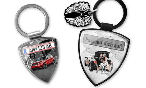 Personalized shield keychain for couples