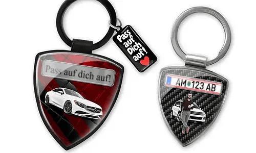 Personalized men's shield keychain