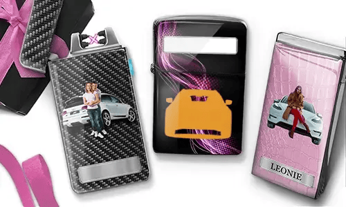 Personalized stainless steel lighters with romantic car designs for girlfriend gifts