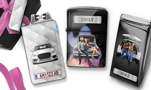 Cooline lighter with photo of car/licence plate - best gift for couples