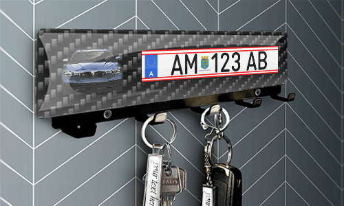 Plaque d'immatriculation Luxury Key Board Car Silhouettes - Noir Poudré